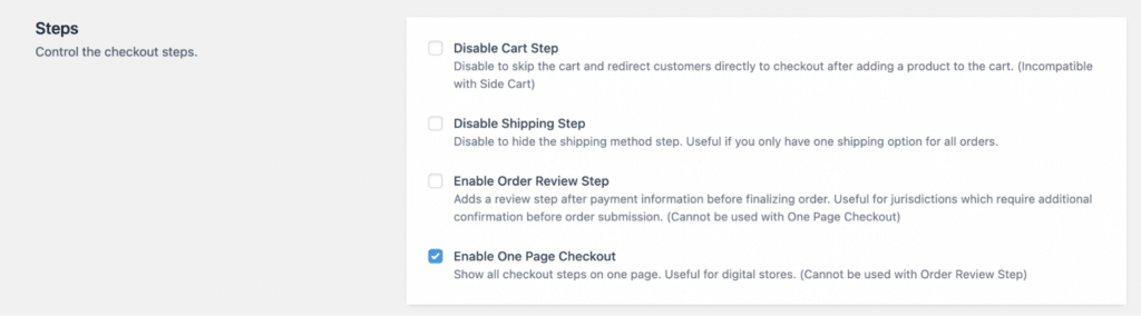 WooCommerce cart abandonment recovery: CheckoutWC one page checkout settings