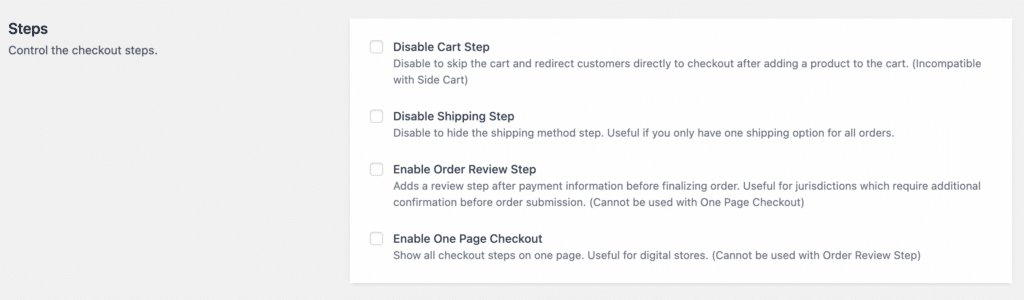 Customize WooCommerce one page checkout: CheckoutWC one page checkout settings