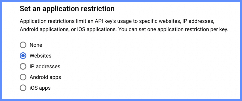 Setting an application restriction