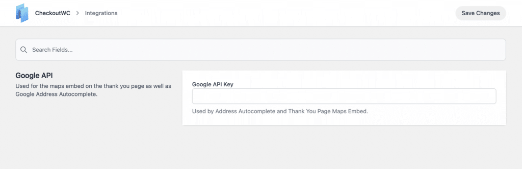 CheckoutWC Google API key