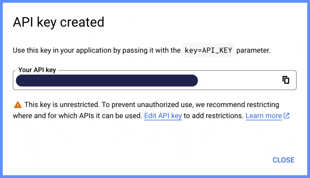 Creating API key