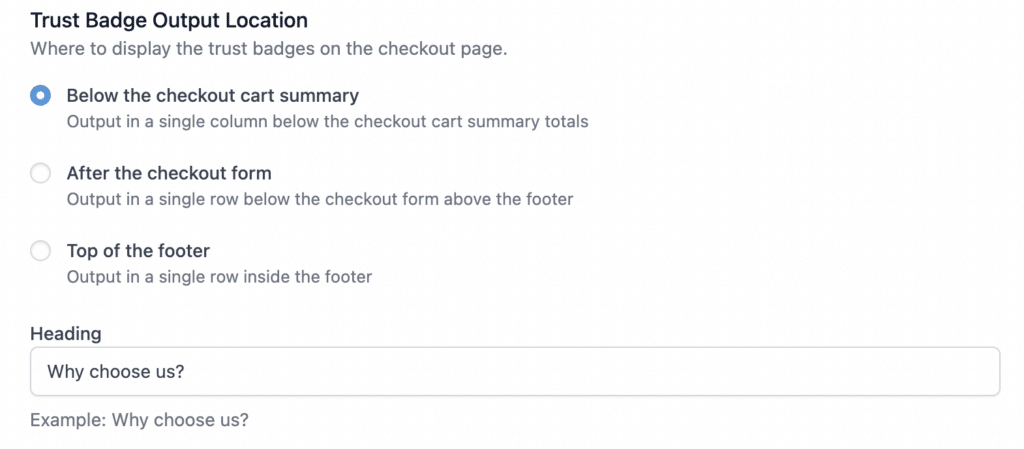 Trust badge heading