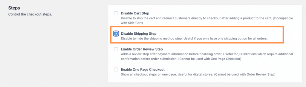 Disable shipping