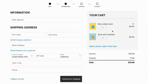 Removing items during checkout