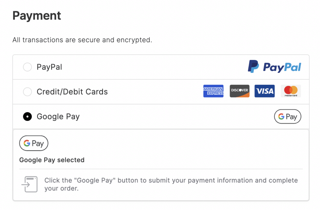 Express payment options