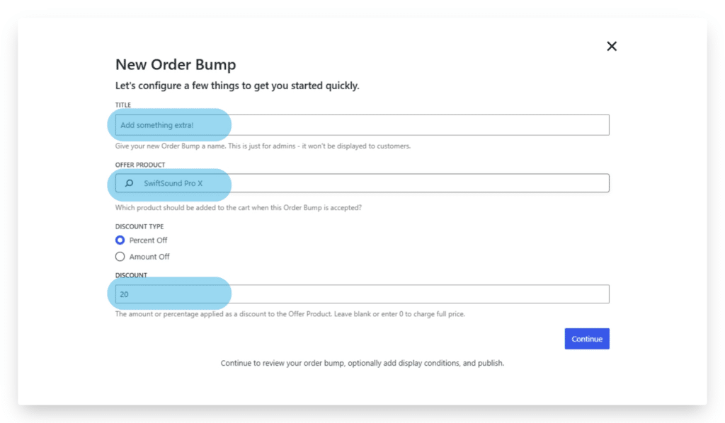 Choose Order Bump product 