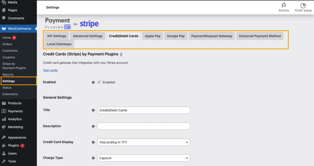 Payment Plugins for Stripe settings